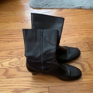 Cole Haan chocolate brown leather mid calf dress boots, size 9B
